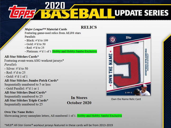 2020 Topps Update Series Jumbo Box