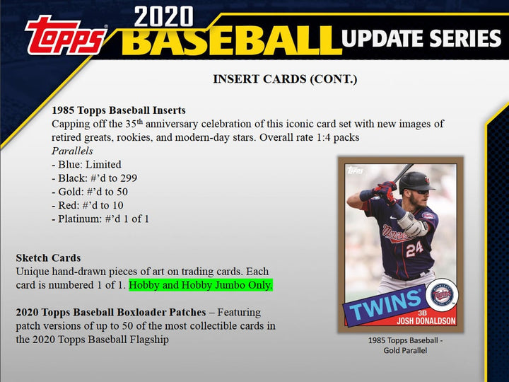 2020 Topps Update Series Jumbo Box
