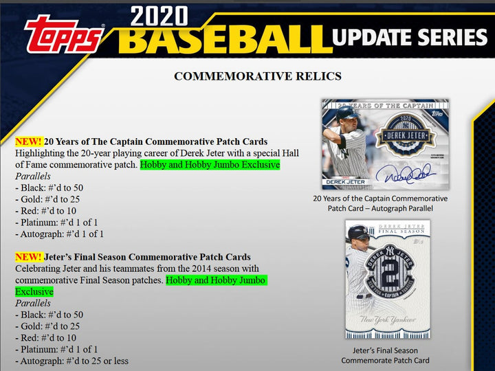 2020 Topps Update Series Jumbo Box