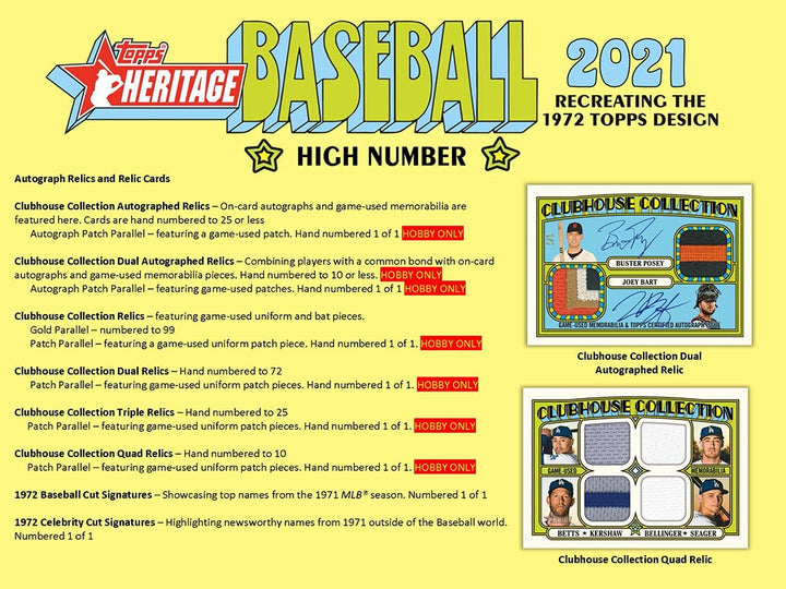 2021 Topps Heritage High Number Baseball Hobby