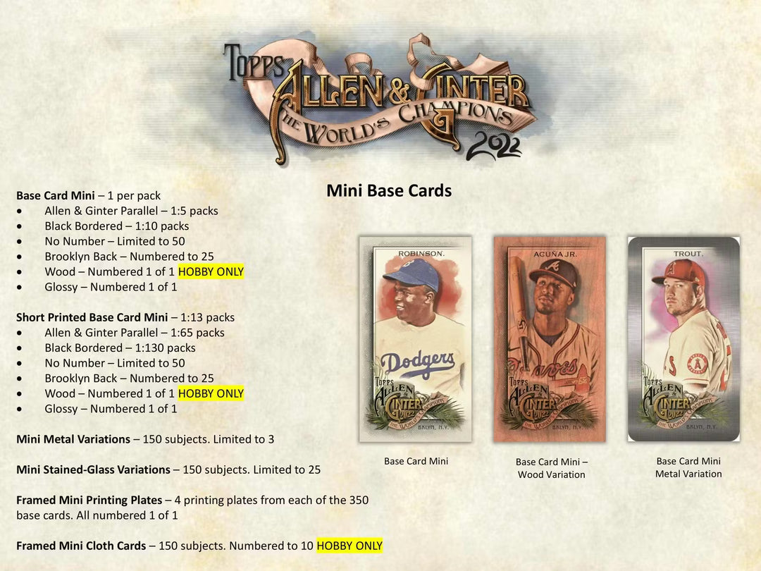 2022 Topps Allen and Ginter Baseball Hobby Box