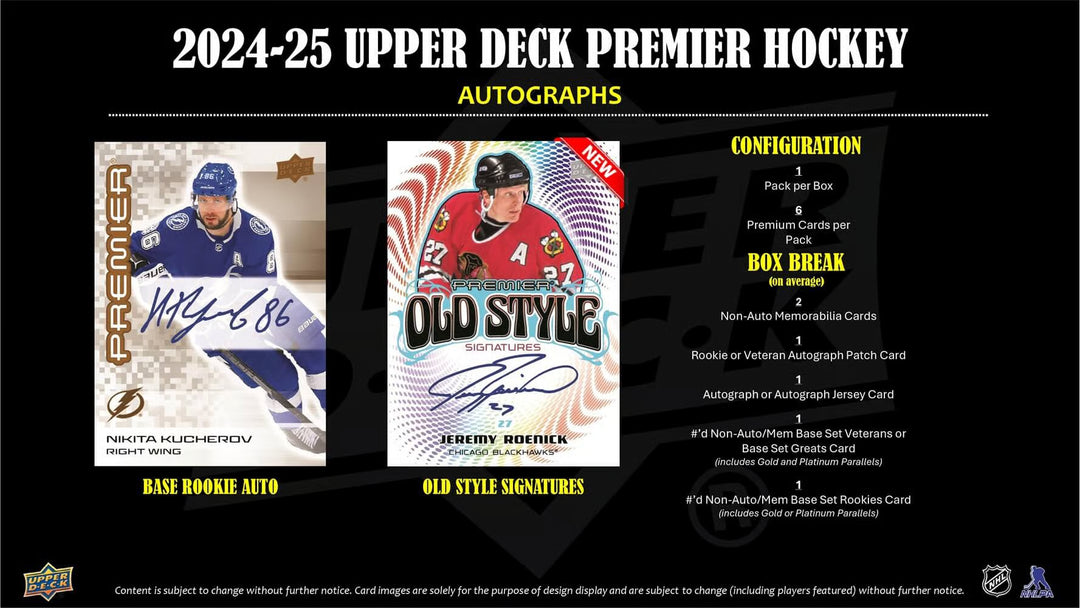 2024-25 Upper Deck Premier Hockey (Call For Pricing)