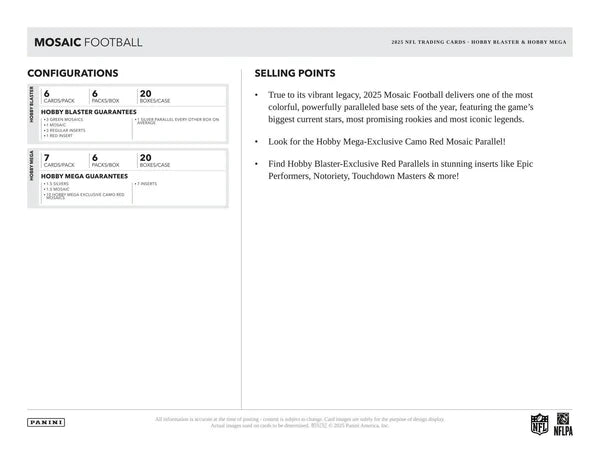 2025 Panini Mosaic NFL Football Mega Box