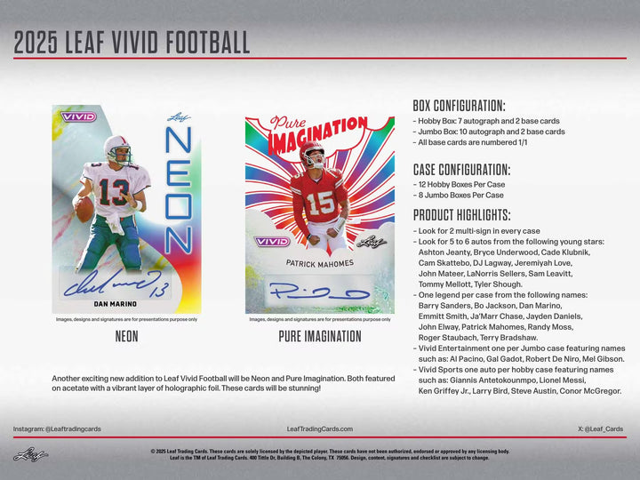 2025 Leaf Vivid Football Hobby Box