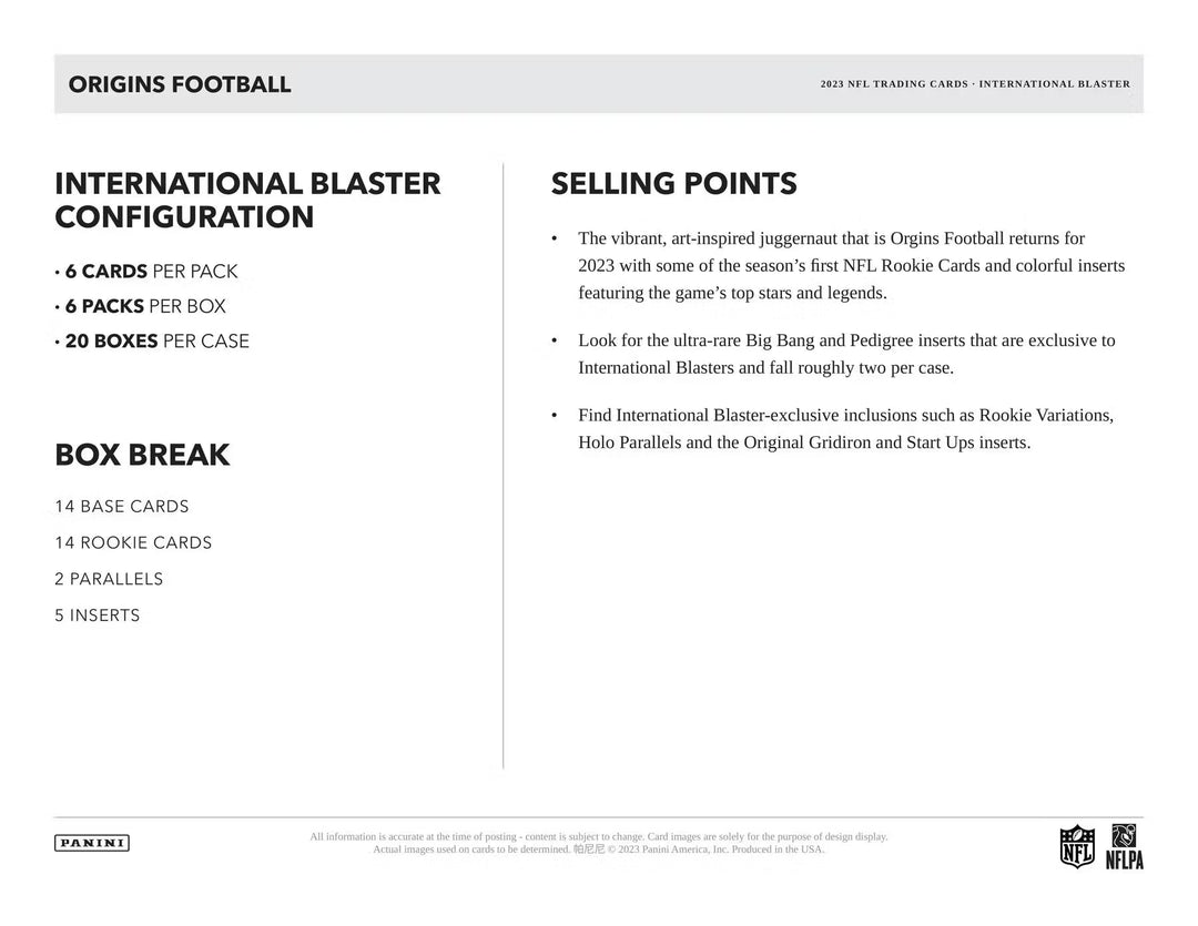 2023 Panini Origins Football Blaster
