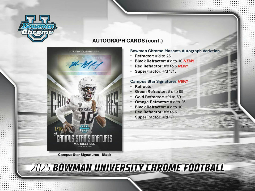 2025 Topps Bowman Chrome University Football Value Box