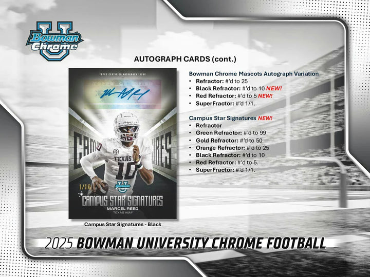 2025 Topps Bowman Chrome University Football Value Box