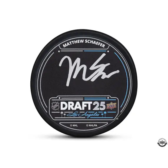 Upper Deck Memorabilia - Matthew Schaefer Autographed 2025 NHL Draft Hockey Puck