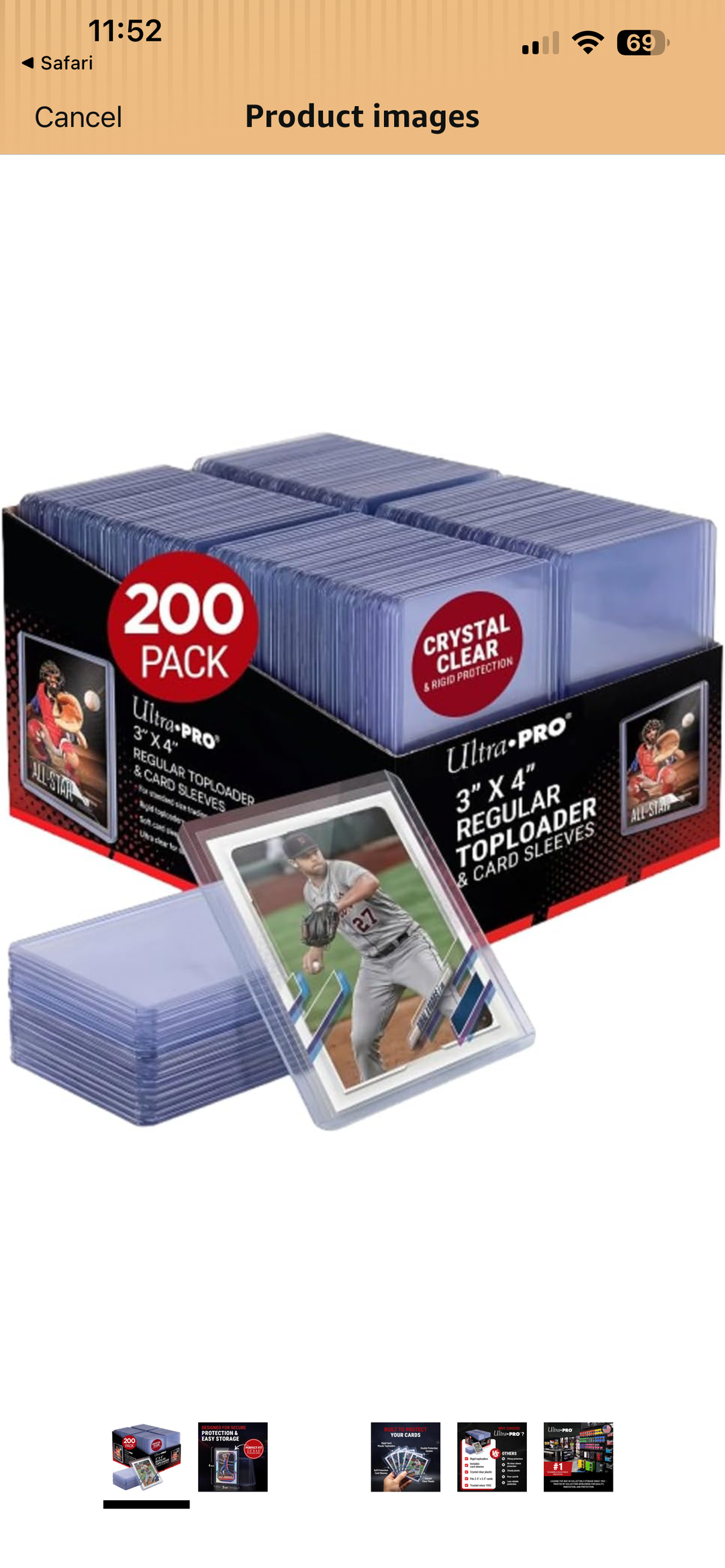 Ultra Pro 3x4 Regular Toploader & Penny Sleeves 200 count