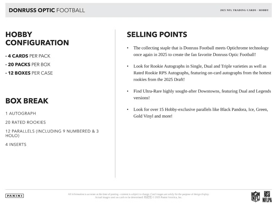 2025 Donruss Optic Football Hobby Box