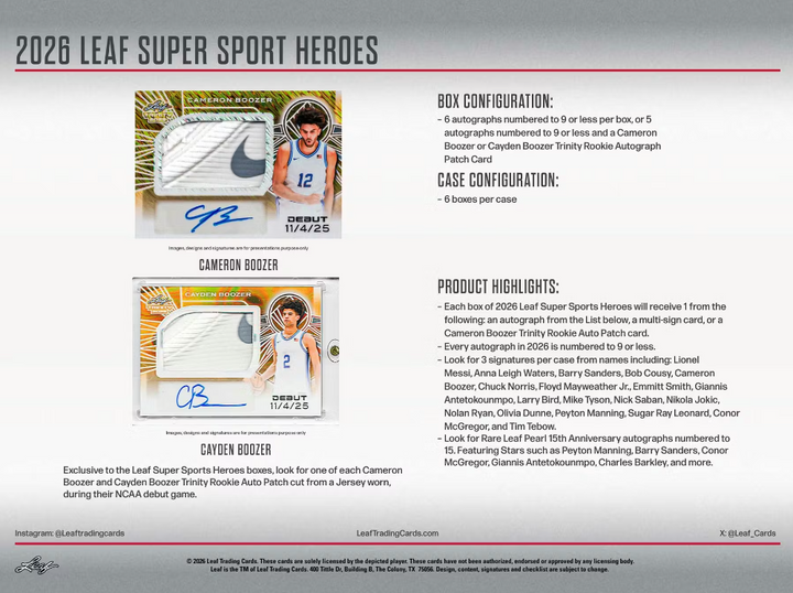 2026 Leaf  Metal Super Sports Heroes Multi-Sport