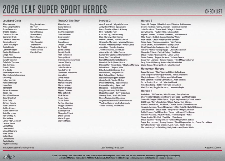 2026 Leaf  Metal Super Sports Heroes Multi-Sport