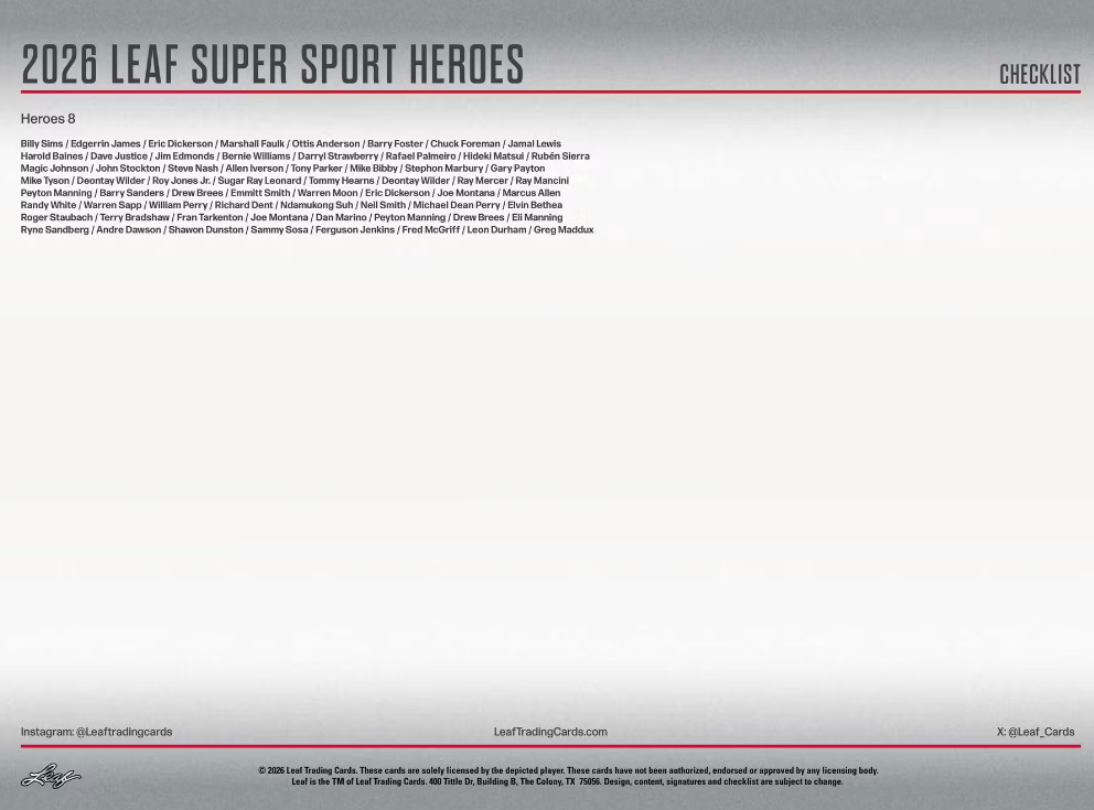 2026 Leaf  Metal Super Sports Heroes Multi-Sport