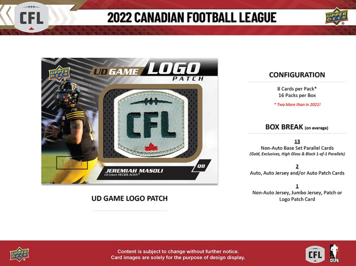 2022 Upper Deck CFL Hobby Box