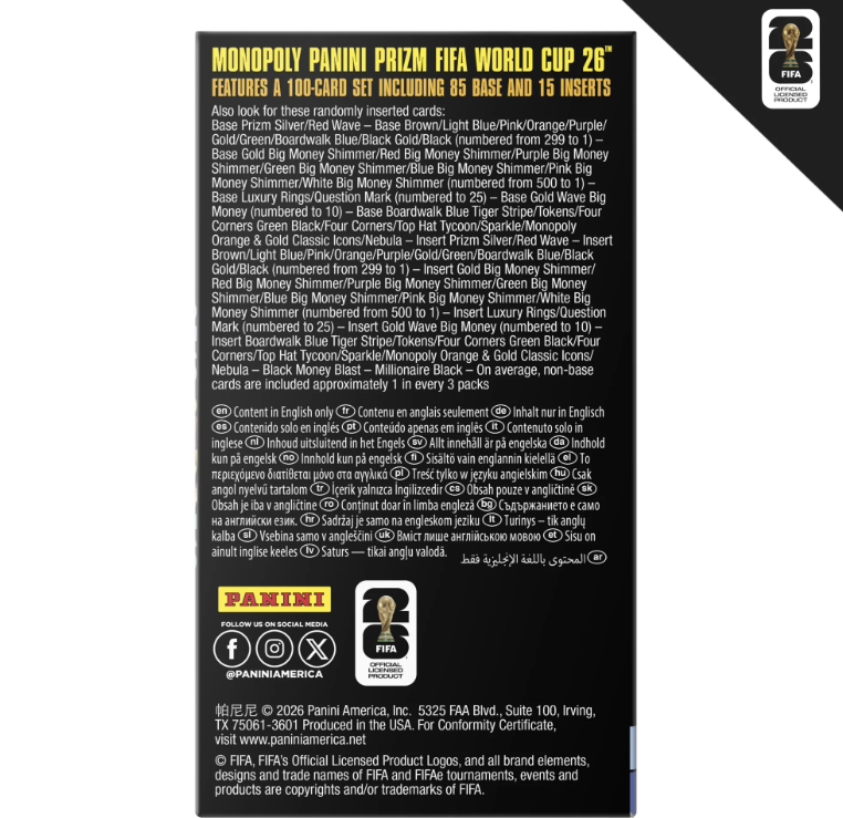2026 Panini Prizm Soccer Blaster - Monopoly