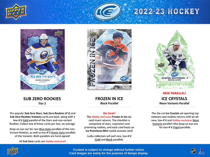 2022-23 UPPER DECK ICE HOCKEY HOBBY BOX