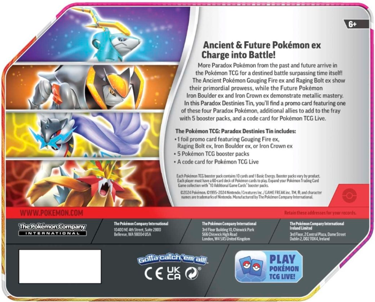 Pokémon TCG: Paradox Destinies Tin (Gouging Fire ex)
