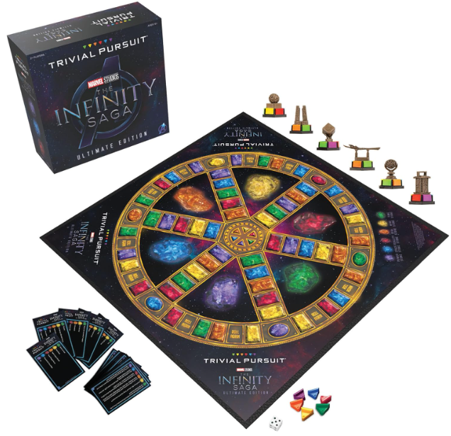 Trivial Pursuit: Marvel Cinematic Universe Ultimate Edition | Officially Licensed | Collectible Trivia Board Game Featuring 6 Infinity Stone Location Movers, 1800 Questions, MCU Phases 1-3