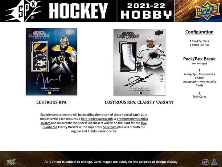 2021-22 Upper Deck SPx Hockey Hobby