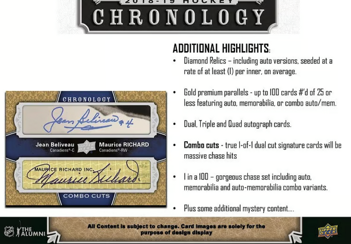 2018-19 Upper Deck -  Chronology Hockey - Volume 1