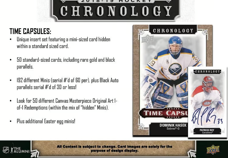 2018-19 Upper Deck -  Chronology Hockey - Volume 1