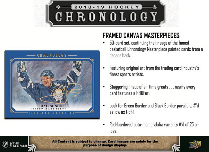 2018-19 Upper Deck -  Chronology Hockey - Volume 1
