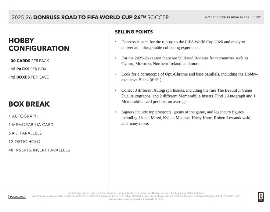 2025/26 Panini Donruss Road to FIFA World Cup Soccer Hobby Box