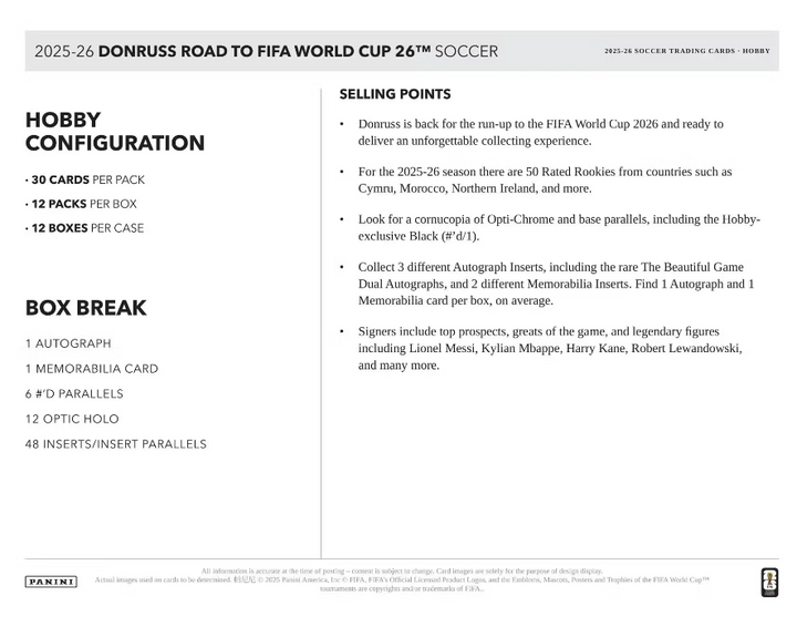 2025/26 Panini Donruss Road to FIFA World Cup Soccer Hobby Box