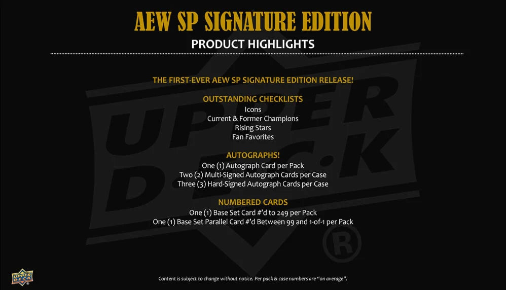 2025 Upper Deck AEW SP Signature Edition (Call For Pricing)